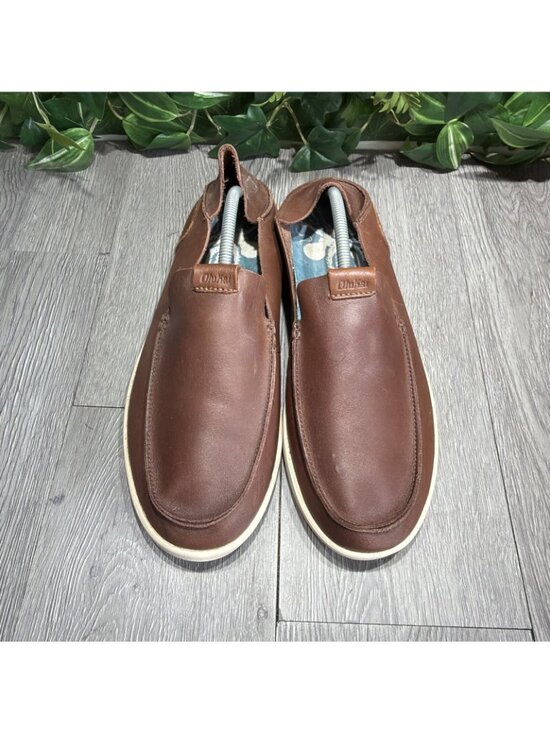 OluKai Mens Nalukai Slip On Shoes Size 11.5 Brown Leather Moc Loafer Convertible main image 8